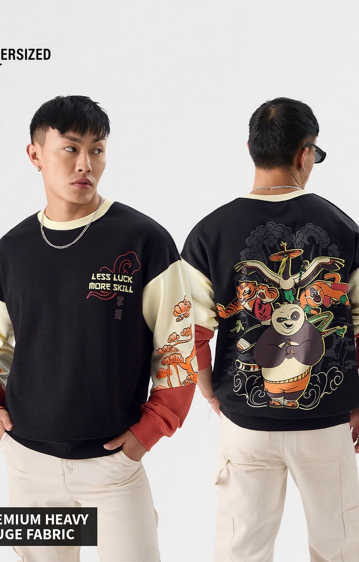 Men's Kung Fu Panda: Less Luck More Skill Men's Oversized Sweatshirts