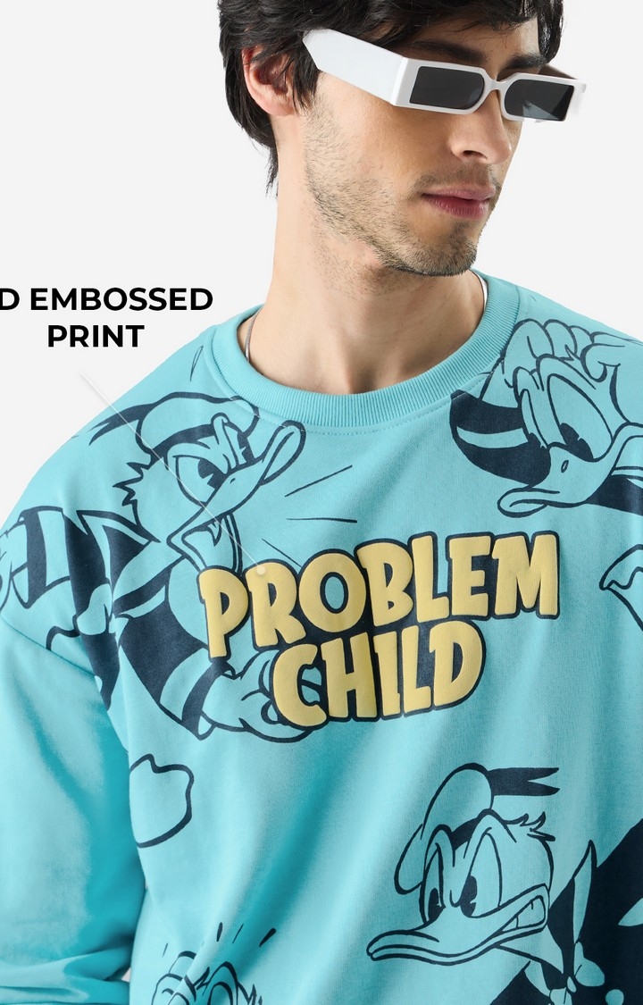 Men's Donald Duck: Problem Child Men's Oversized Sweatshirts