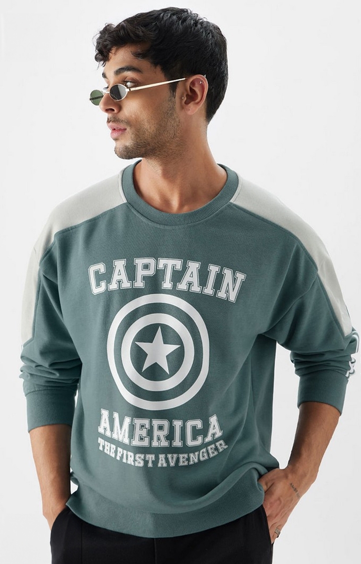 The Souled Store | Men's Captain America: America's Hero Men's Oversized Sweatshirts