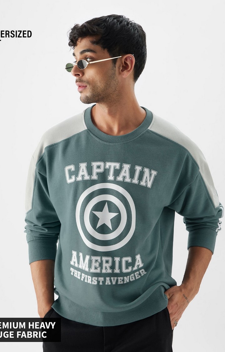 The Souled Store | Men's Captain America: America's Hero Men's Oversized Sweatshirts