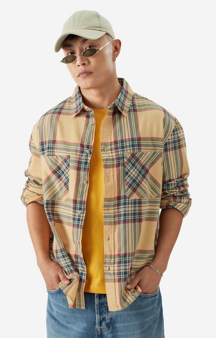 Men's Plaid: Muted Canvas Men's Relaxed Shirts