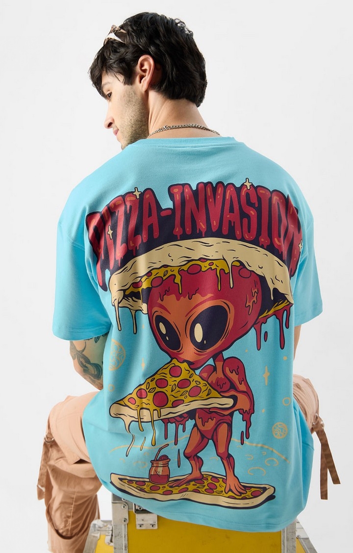 Men's Alien Invasion: Pizza Oversized T-Shirt
