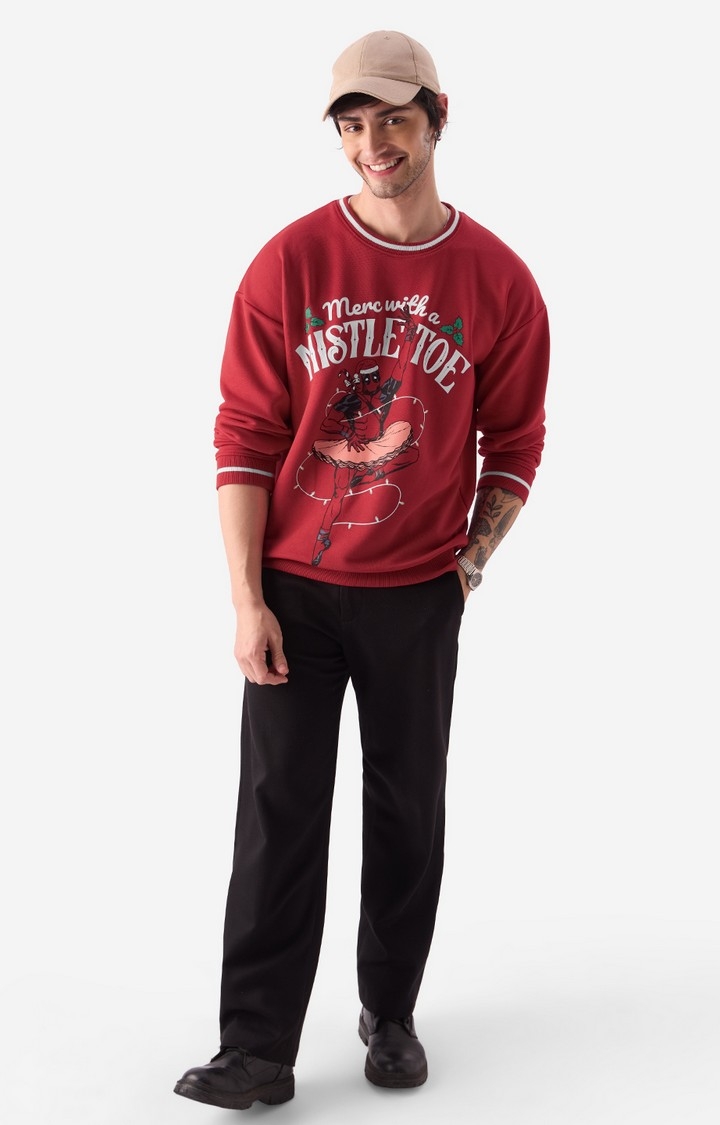 Men's Deadpool: Mistletoe Merc Men's Oversized Sweatshirts