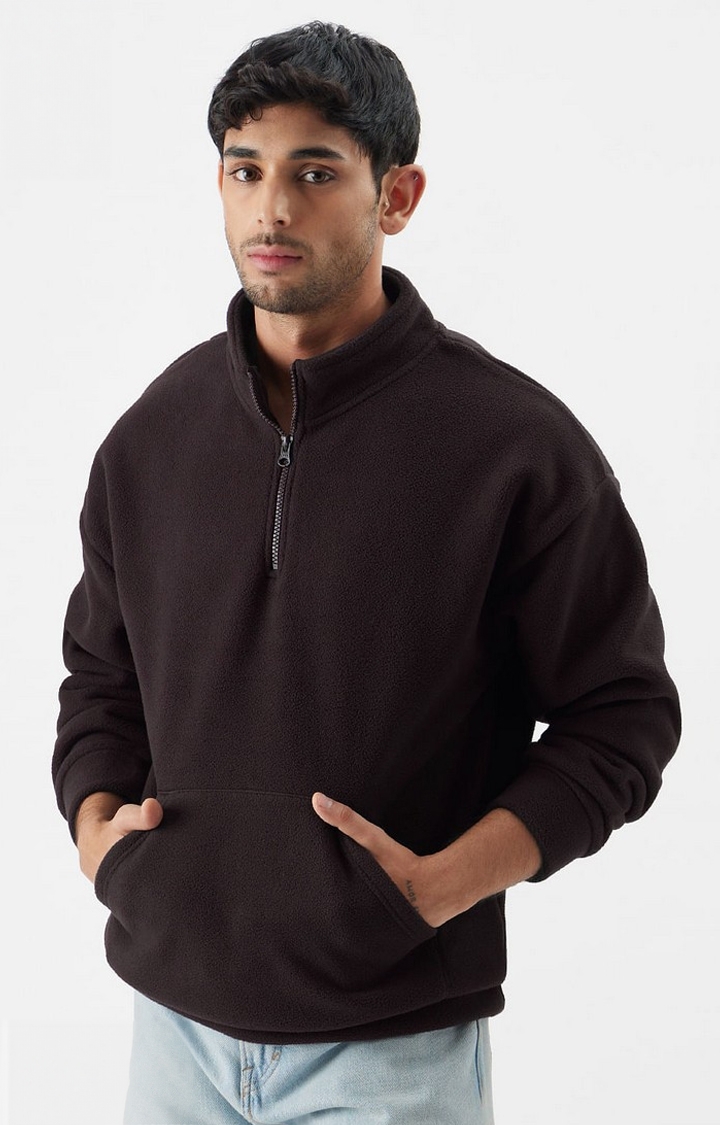 The Souled Store | Men's Zip-Up: Deep Wine Men's Oversized Sweatshirts