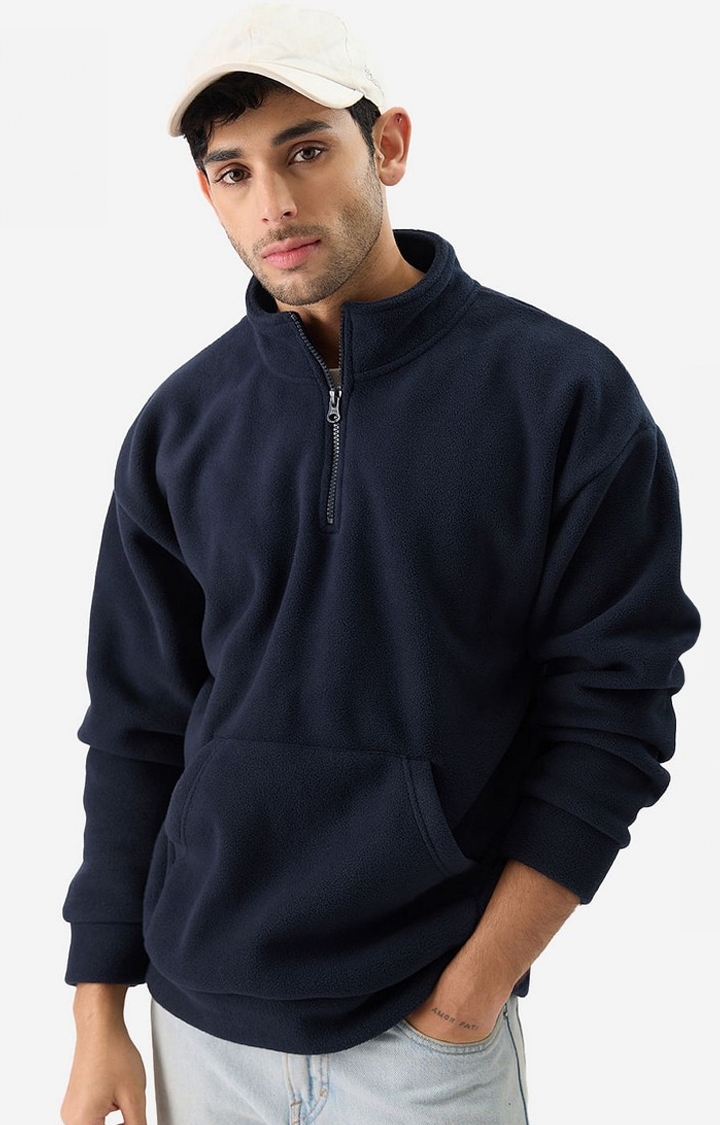 The Souled Store | Men's Zip-Up: Navy Men's Oversized Sweatshirts