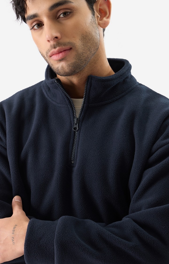 Men's Zip-Up: Navy Men's Oversized Sweatshirts