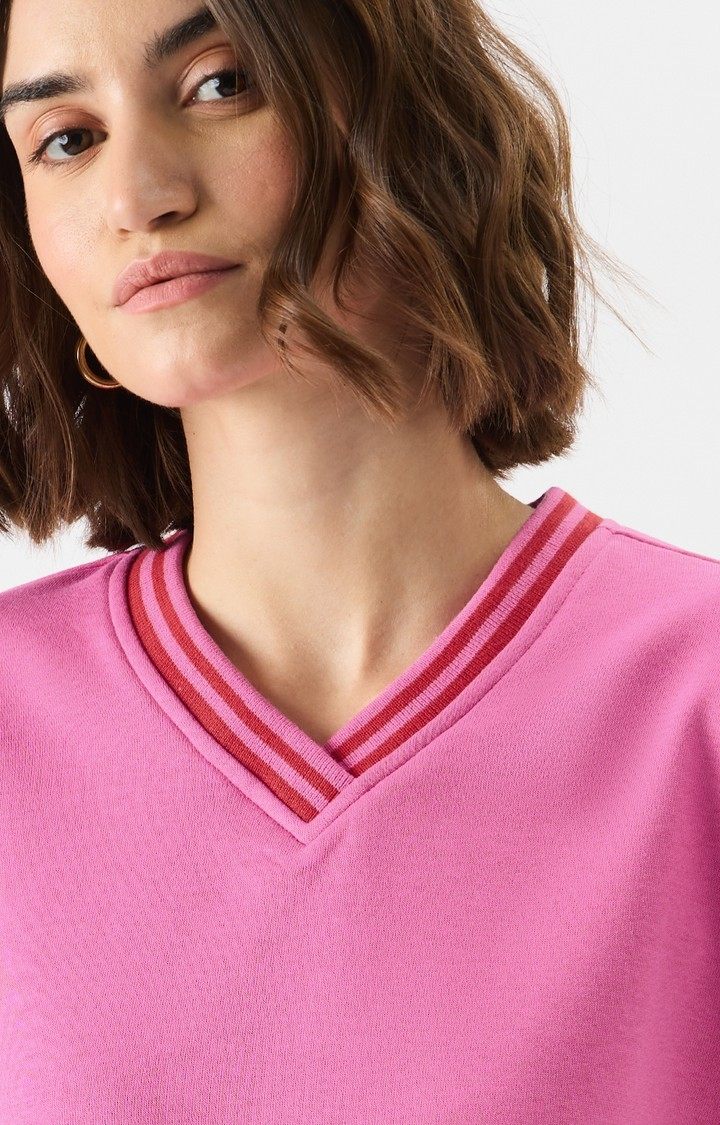 Women's Solids: Pink Carnation Women's Oversized Sweatshirts