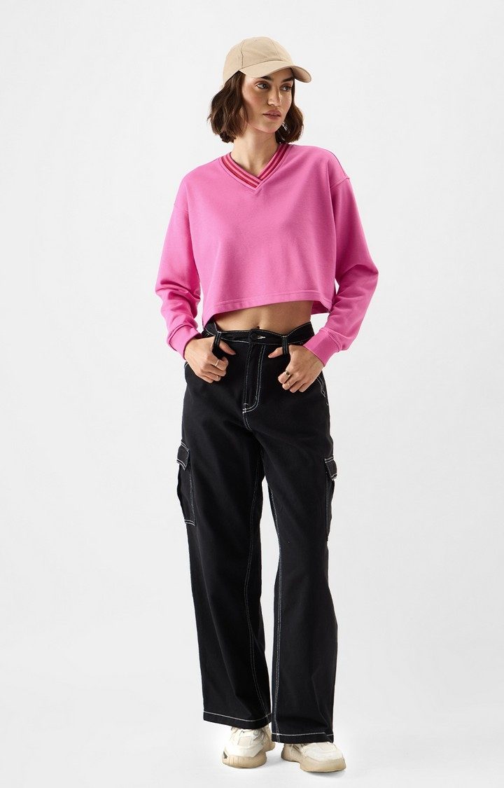 Women's Solids: Pink Carnation Women's Oversized Sweatshirts