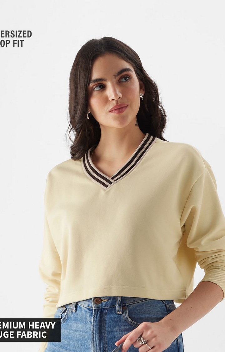 Women's Solids: Cloud Cream Women's Oversized Sweatshirts
