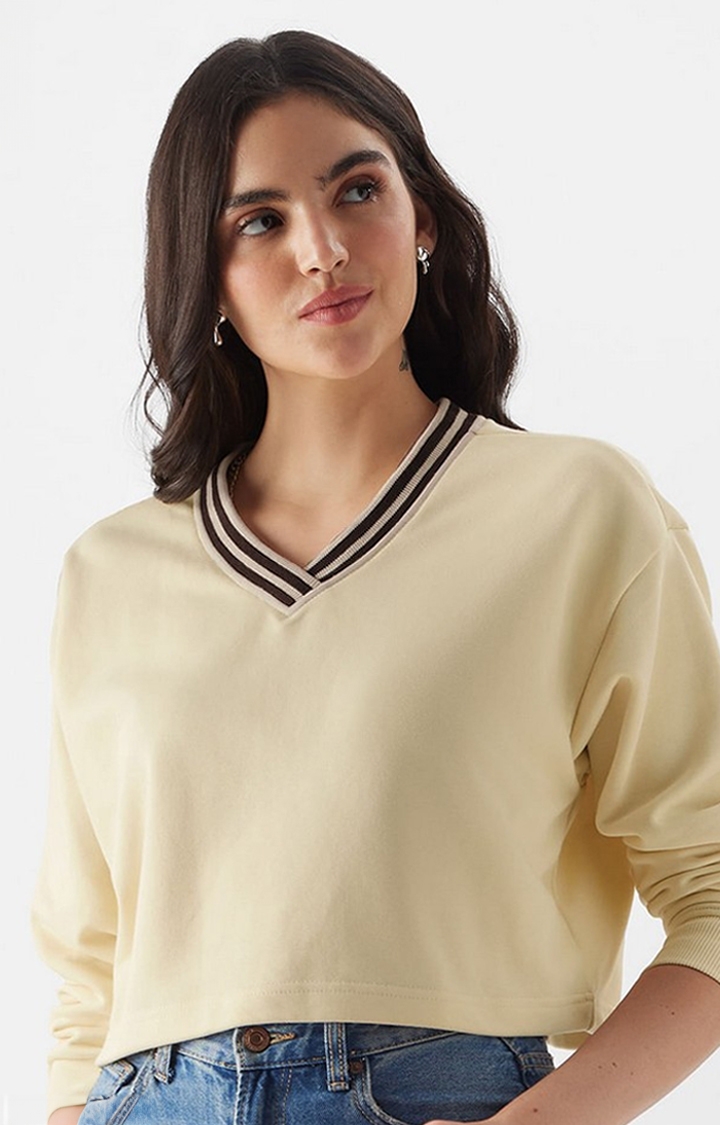The Souled Store | Women's Solids: Cloud Cream Women's Oversized Sweatshirts