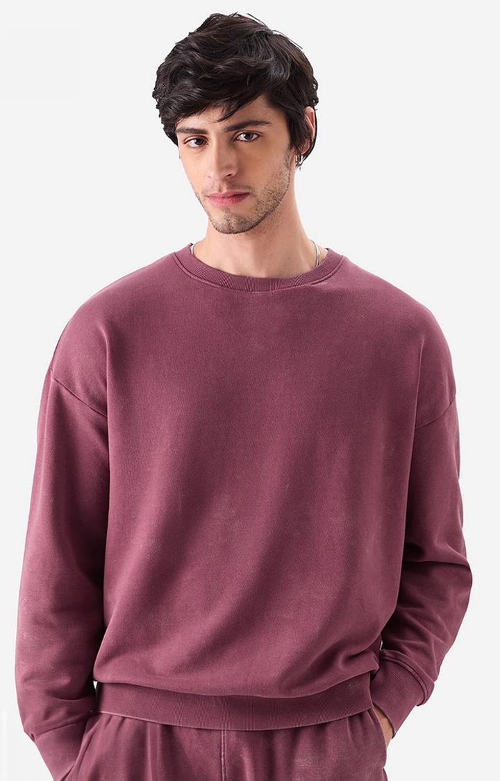 The Souled Store | Men's TSS Originals: Plum (Acid Washed) Men's Oversized Sweatshirts
