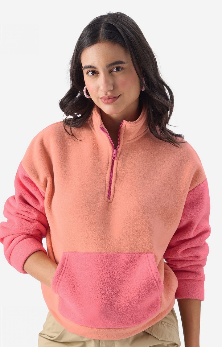 The Souled Store | Women's Coral Candy Teddy Sweatshirt Women's Oversized Sweatshirts