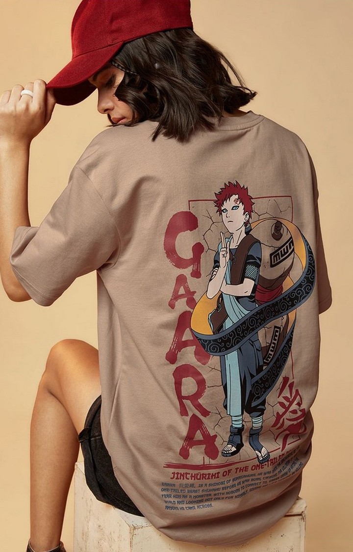 The Souled Store | Women's Naruto: Gaara Brown Printed Oversized T-Shirt