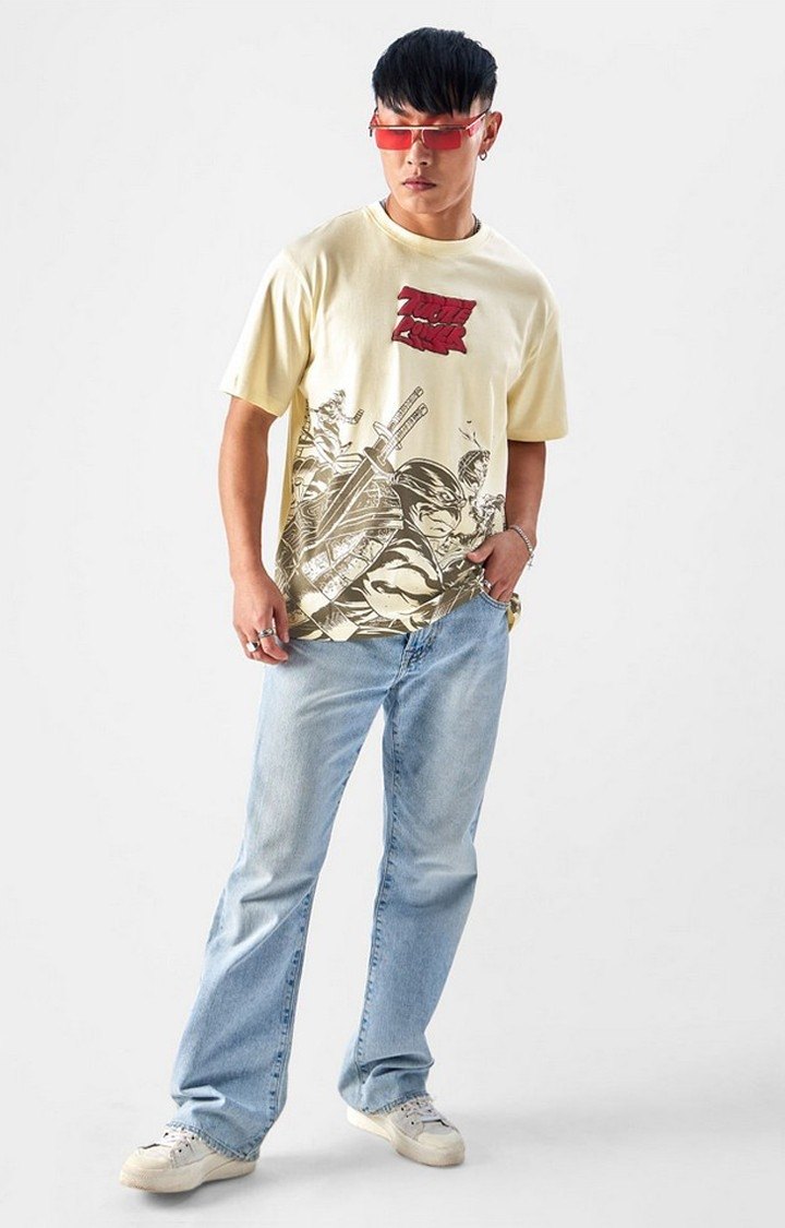 Men's TMNT: Turtle Power Off White Printed Regular T-Shirt