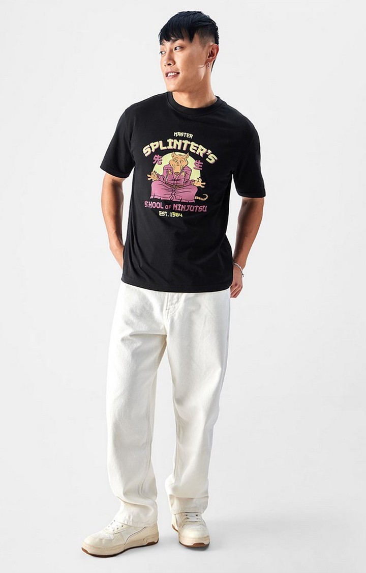 Men's TMNT: Master Splinter Black Printed Regular T-Shirt