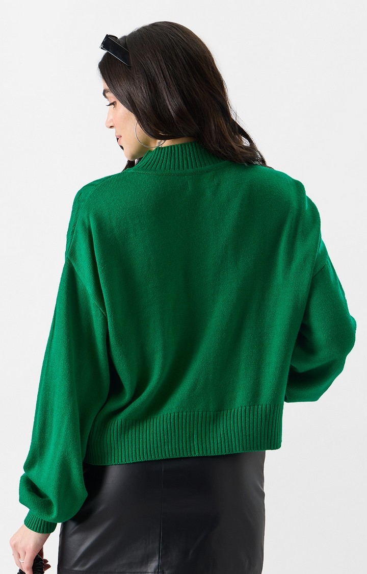 Women's Solids: Kelly Green Women's Oversized Sweaters