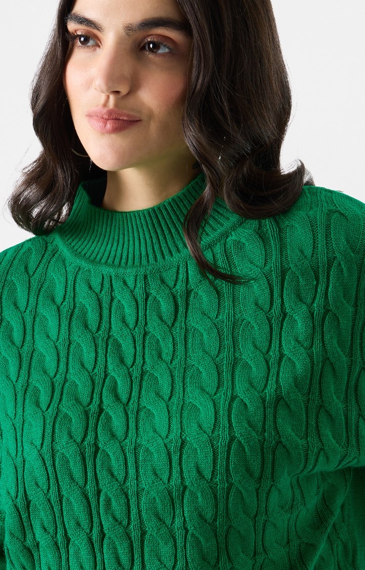 Women's Solids: Kelly Green Women's Oversized Sweaters