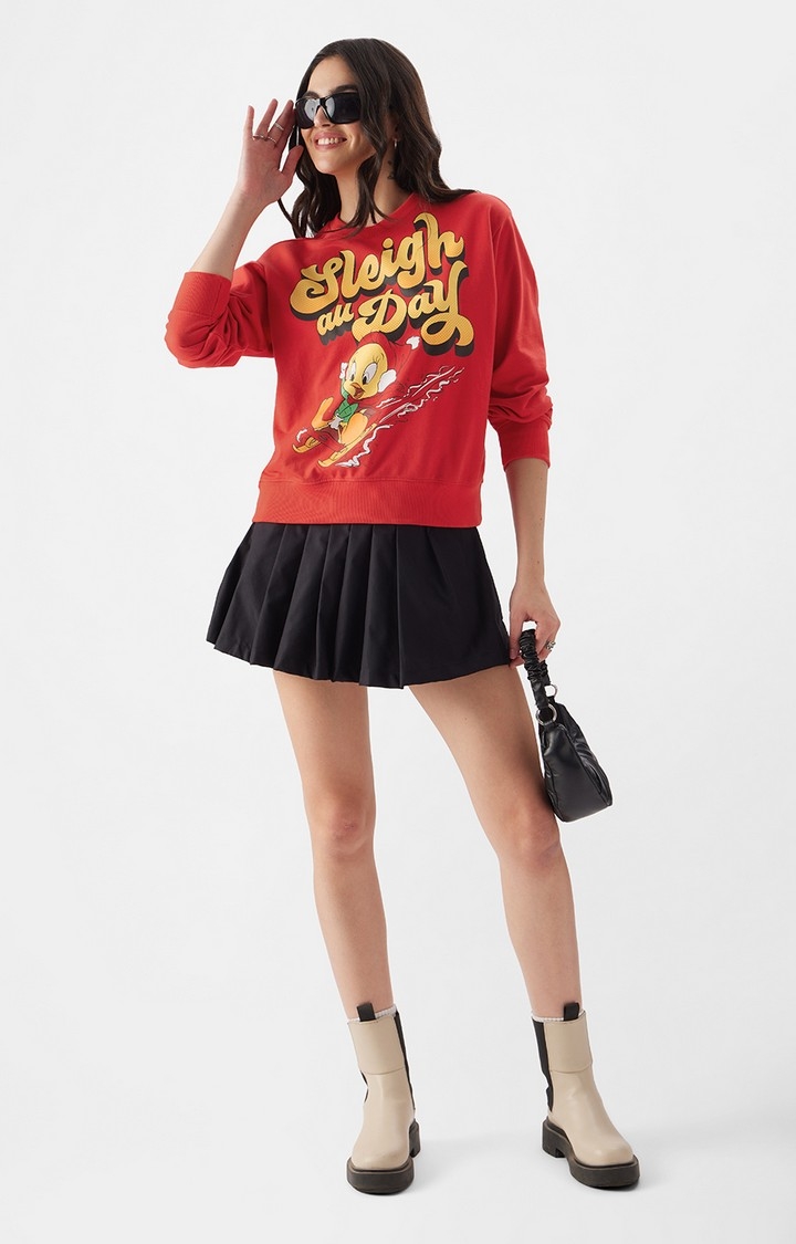Women's Tweety: Sleigh all Day Women's Oversized Sweatshirts