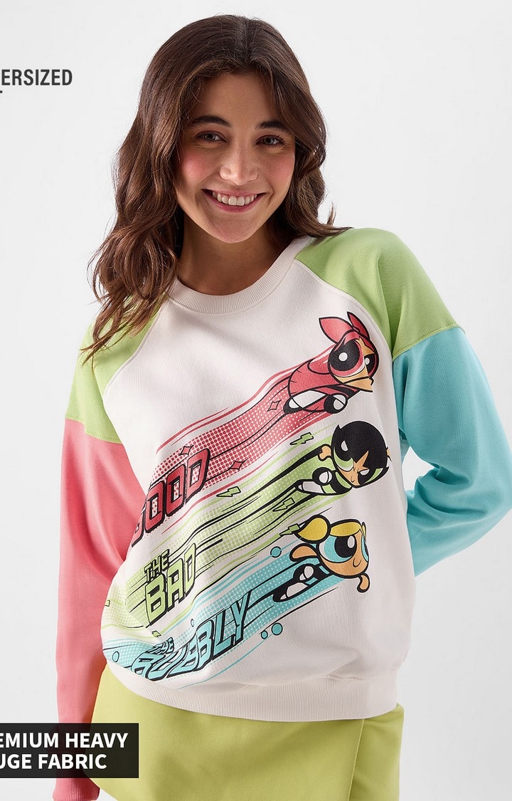 The Souled Store | Women's Powerpuff Girls: Good, Bad & Bubbly Women's Oversized Sweatshirts