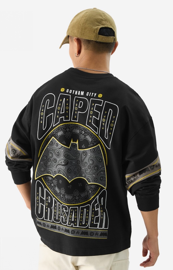 The Souled Store | Men's Batman: Paisley Oversized Full Sleeve T-Shirt