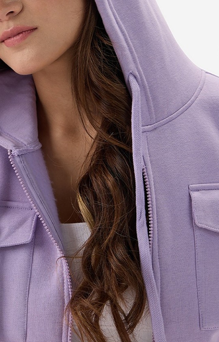 Women's Utility Hoodie: Lilac Women's Cropped Oversized Hoodie