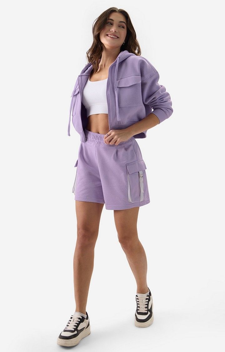 Women's Utility Hoodie: Lilac Women's Cropped Oversized Hoodie