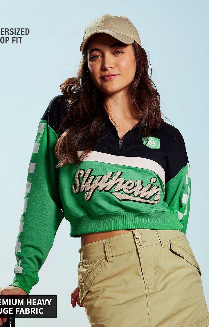 The Souled Store | Women's Harry Potter: Slytherin Women's Oversized Sweatshirts
