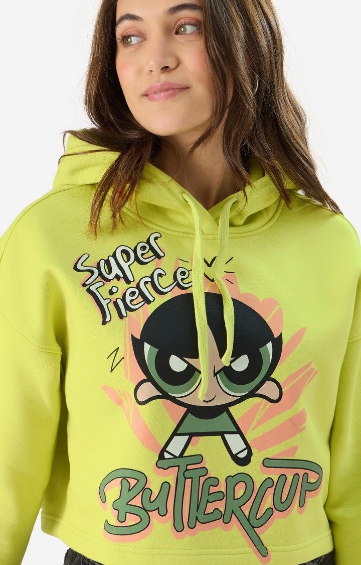 Women's Buttercup: Super Fierce Women's Cropped Oversized Hoodie