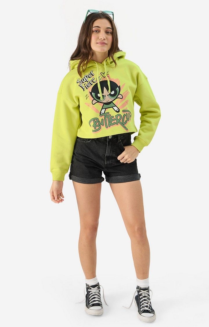 Women's Buttercup: Super Fierce Women's Cropped Oversized Hoodie
