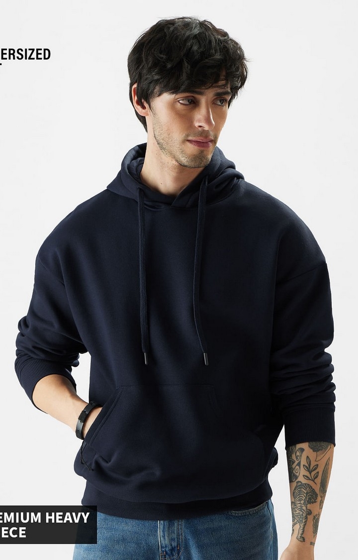 The Souled Store | Men's Solids: Navy Blue Men's Oversized Hoodie