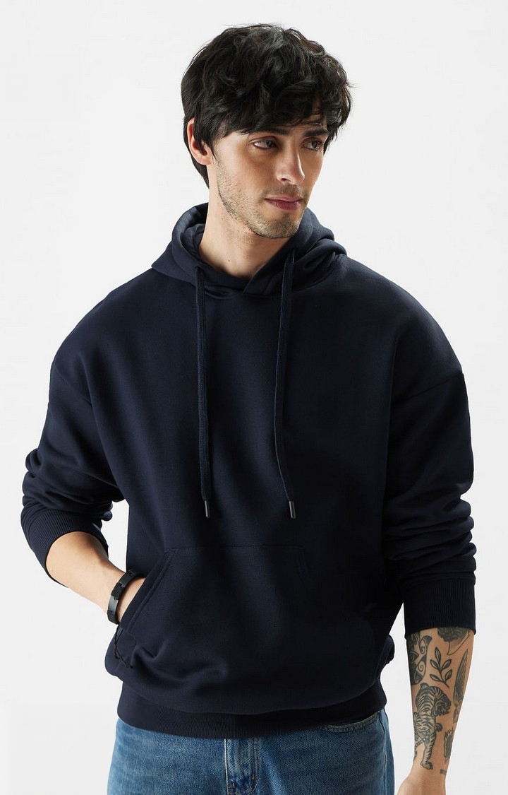 The Souled Store | Men's Solids: Navy Blue Men's Oversized Hoodie