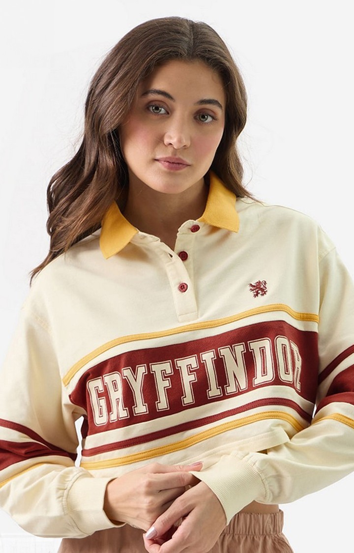 Women's Harry Potter: Gryffindor Women's Cropped Rugby Polo T-Shirt