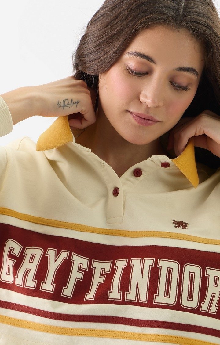 Women's Harry Potter: Gryffindor Women's Cropped Rugby Polo T-Shirt