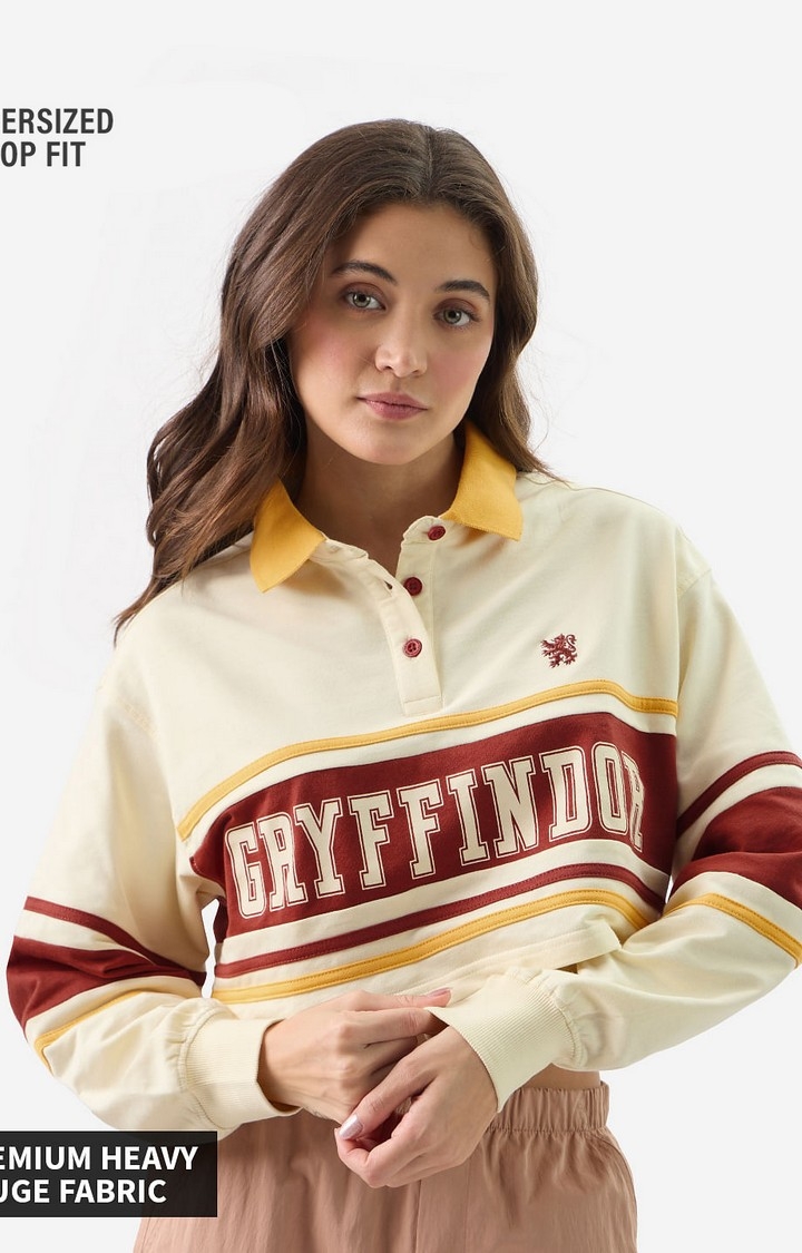 Women's Harry Potter: Gryffindor Women's Cropped Rugby Polo T-Shirt