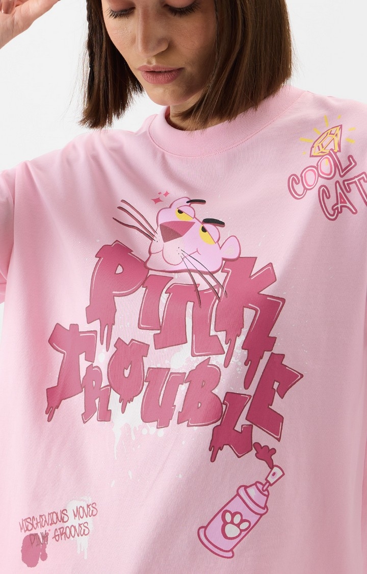 Women's Pink Panther: Pink Trouble Women's Oversized T-Shirt