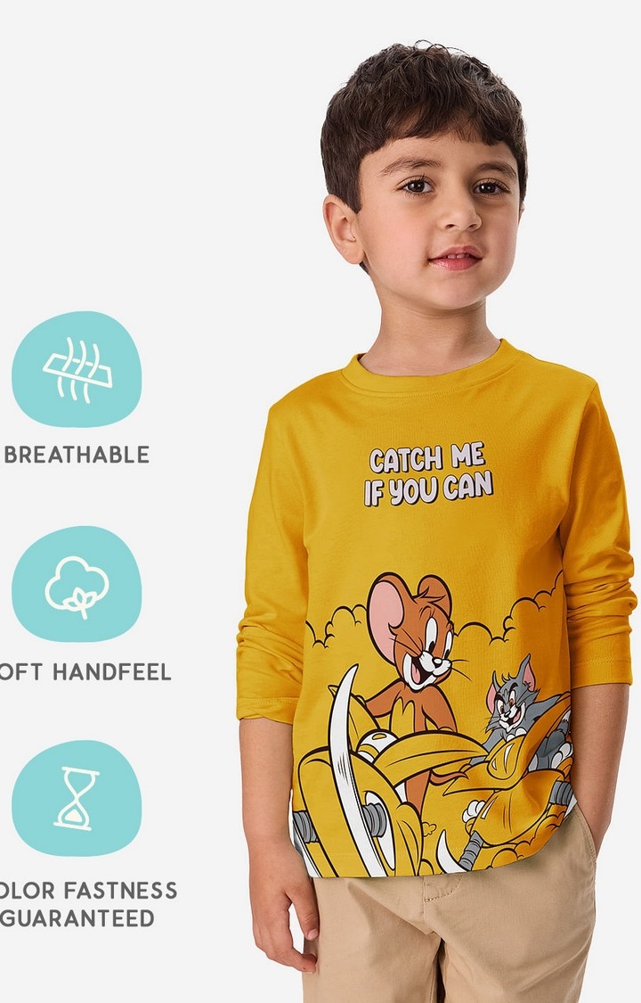 Boys Tom And Jerry: Catch Me Boys Cotton Full Sleeve T-Shirt