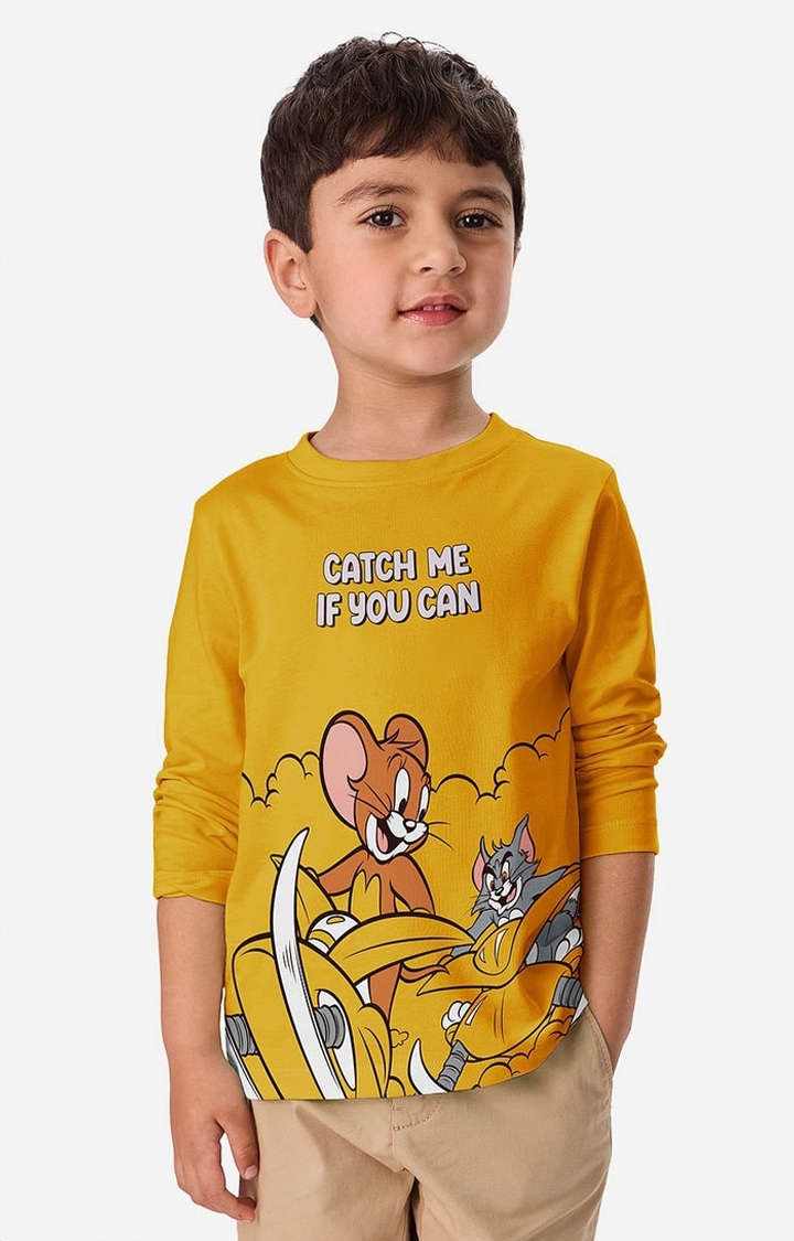 Boys Tom And Jerry: Catch Me Boys Cotton Full Sleeve T-Shirt