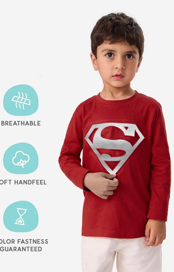 Boys Superman: Iconic Emblem Boys Cotton Full Sleeve T-Shirt