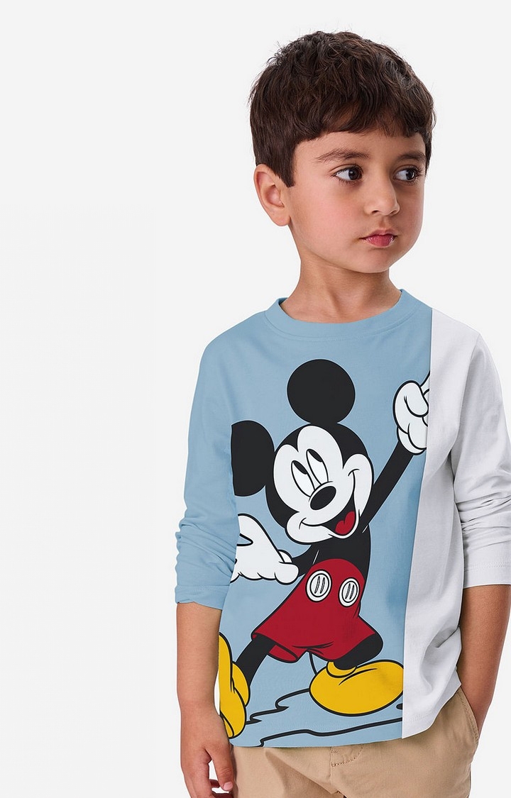 Boys Mickey Mouse: Happy Boys Cotton Full Sleeve T-Shirt