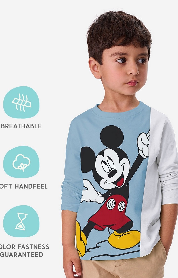 The Souled Store | Boys Mickey Mouse: Happy Boys Cotton Full Sleeve T-Shirt