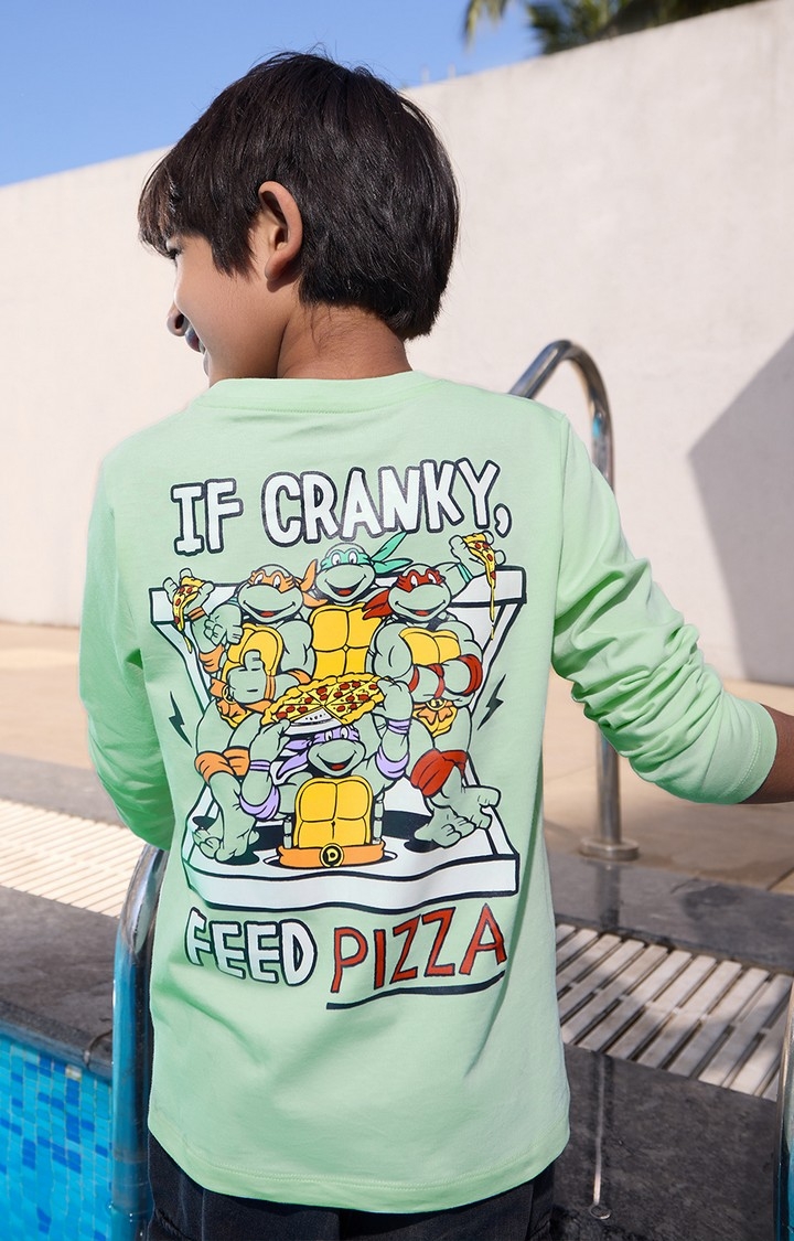 Boys TMNT: Pizza Love Boys Cotton Full Sleeve T-Shirt