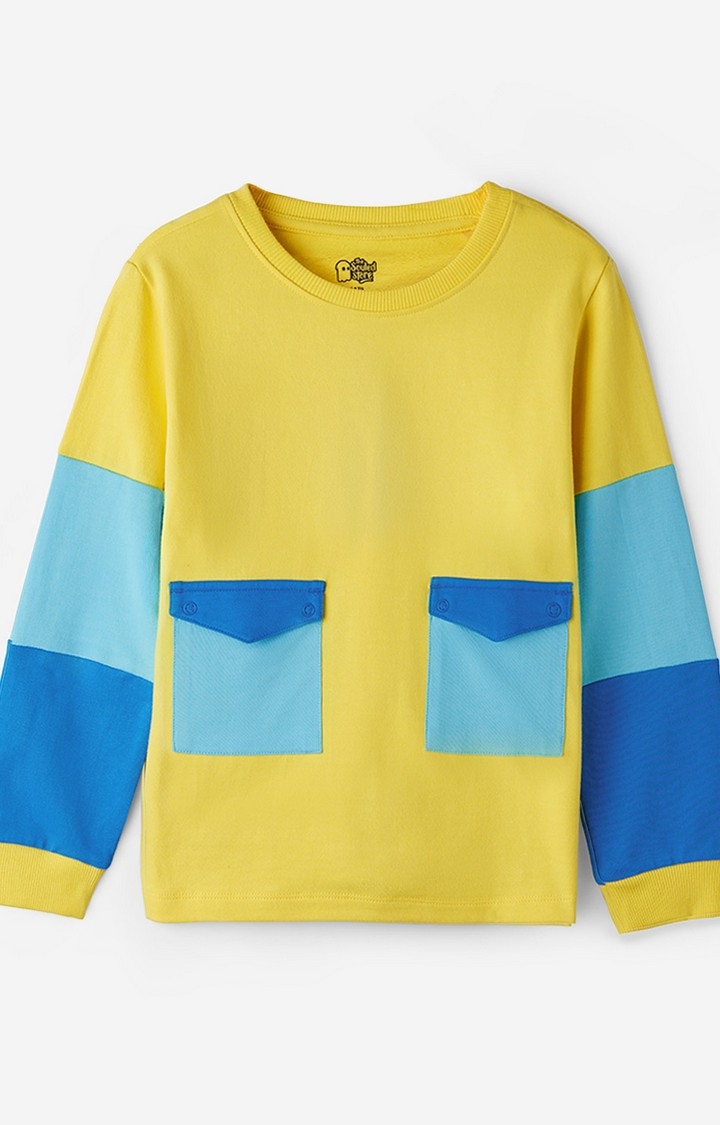 Boys Solids: Yellow Colourblock Boys Sweatshirts