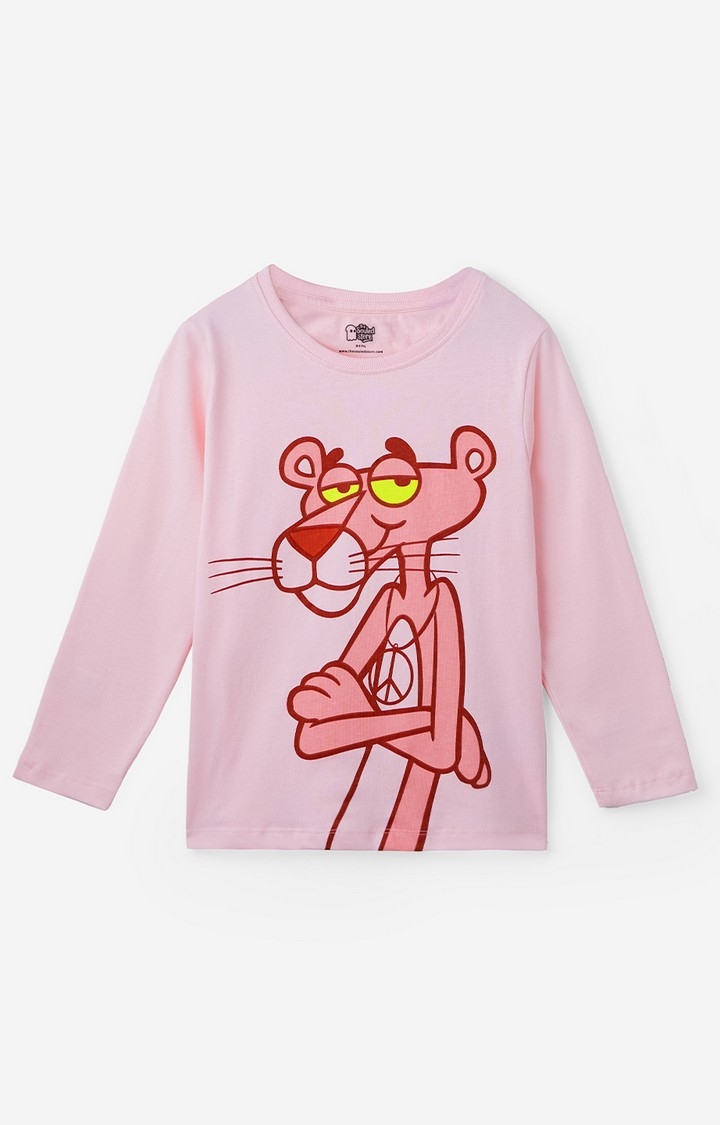 The Souled Store | Girls Pink Panther: Grumpy Girls Cotton Full Sleeve T-Shirt