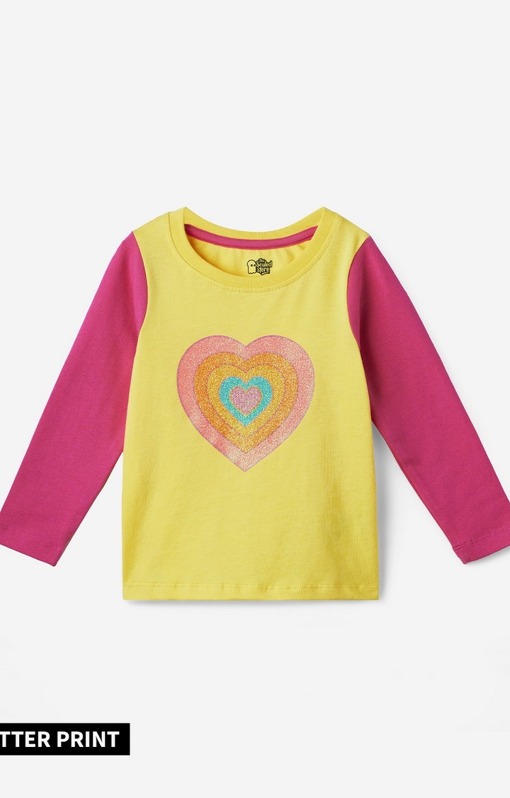 The Souled Store | Girls TSS Originals: Rainbow Hearts Girls Cotton Full Sleeve T-Shirt
