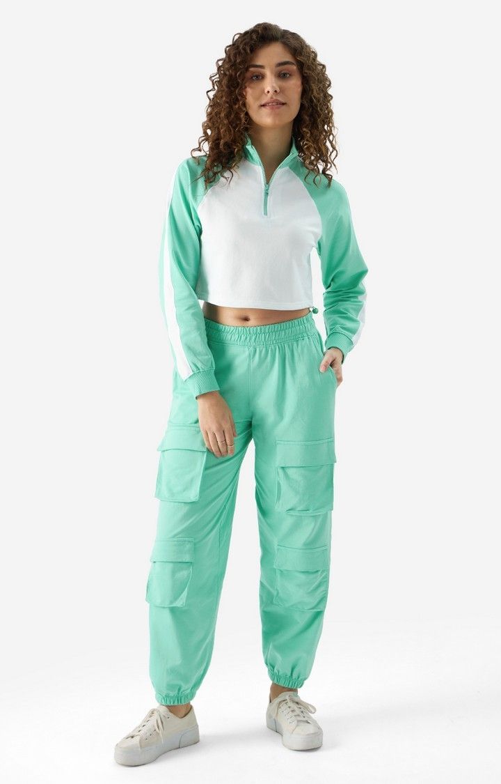 Women's Applemint High Neck Top Women's Full Sleeves Tops