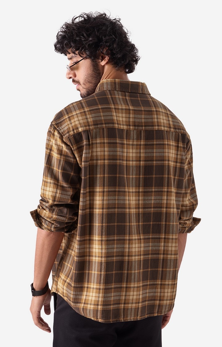 Men's Plaid: Brown Cashew Men's Utility Shirts