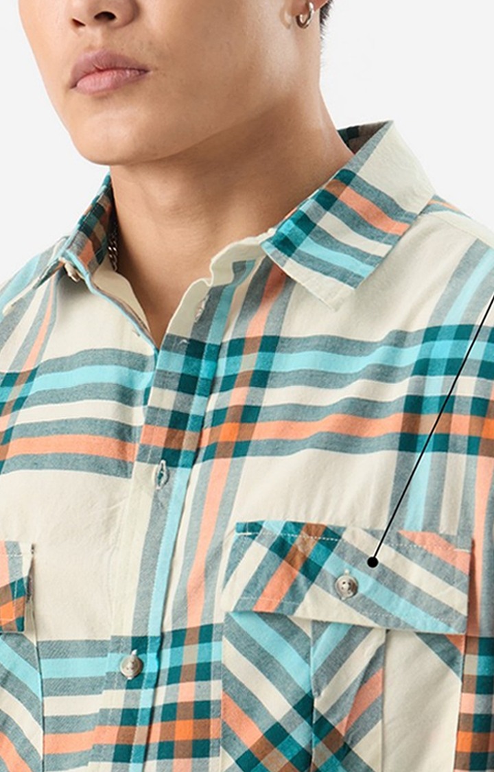 Men's Plaid: Orange-Blue Men's Utility Shirts