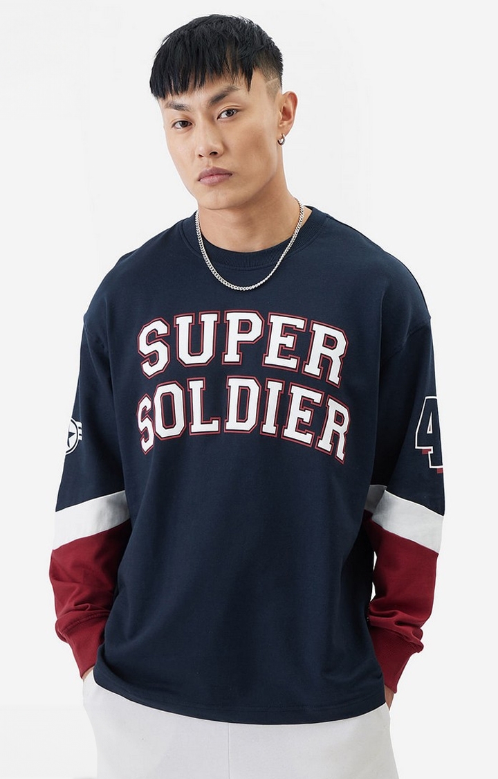 The Souled Store | Men's Captain America: The Super Soldier Oversized Full Sleeve T-Shirt