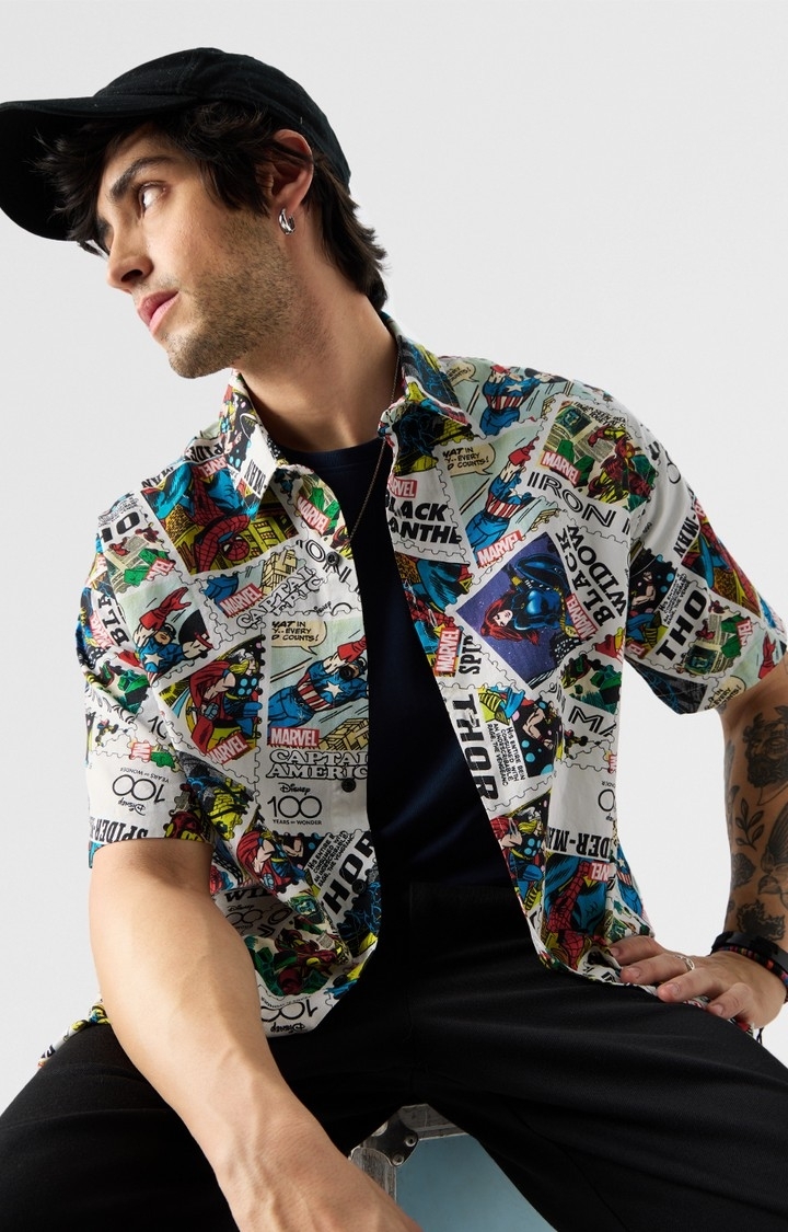 The Souled Store | Men's Marvel: Hero Stamps Oversized Shirts