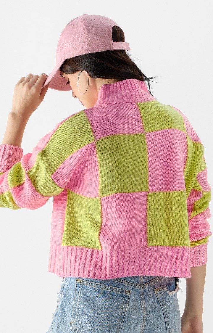 Women's Colorblock: Candy Lime Women's Turtle Neck Sweaters
